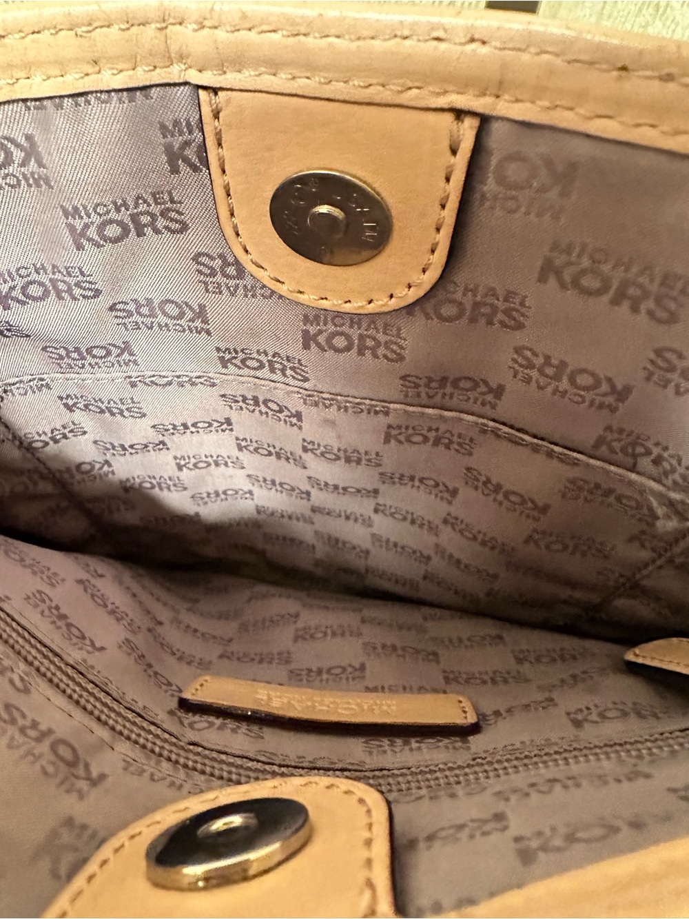Michael Kors Metallic Bronze Patent MK Crossbody Bag - Picture 5 of 6